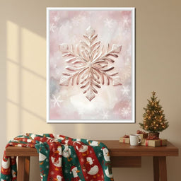 Rose Glimmer Snowflake Elegance - NicheCanvas