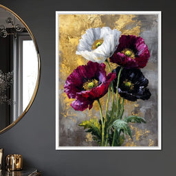 Gilded Poppies Quartet - NicheCanvas