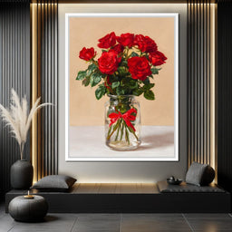 Red Rose Bouquet Glass Vase - NicheCanvas