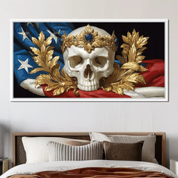 Regal Skull Golden Laurel Tribute - NicheCanvas