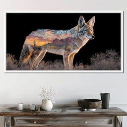 Desert Coyote Sunset Vista - NicheCanvas