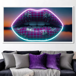 Neon Lips Oasis Reflection - NicheCanvas