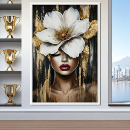 White Petals Golden Dreams - NicheCanvas