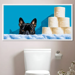 French Bulldog Bathroom Peek - NicheCanvas