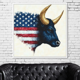 Patriotic Majestic Bull Symbol - NicheCanvas