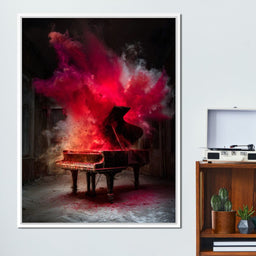 Grand Piano Burst of Vibrant Fire - NicheCanvas