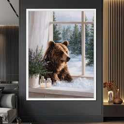 Bear by Winter Window Light - NicheCanvas