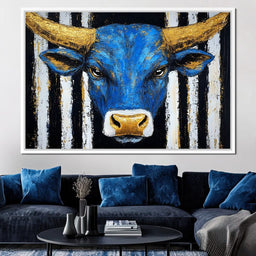 Striped Bull Portrait - Alicia Smith - NicheCanvas