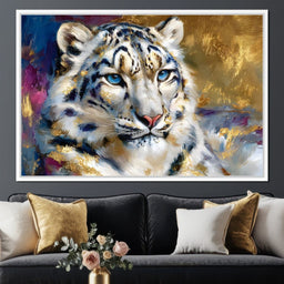 Golden Snow Leopard Portrait - NicheCanvas
