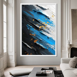 Sapphire Strokes Gold Specks 2 - NicheCanvas