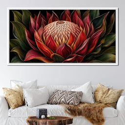 Crimson Protea Flame Crown - TooplesArt - NicheCanvas