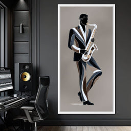 Midnight Jazz Sax Player Elegance - NicheCanvas