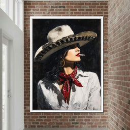 Noir Cowgirl Cigarette Glow - NicheCanvas