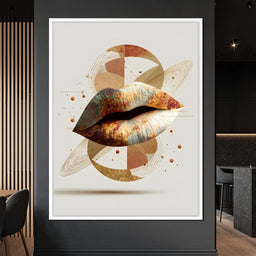 Golden Orbit Abstract Lips - NicheCanvas