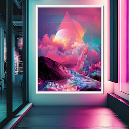 Cosmic Neon Triangle Peaks - NicheCanvas