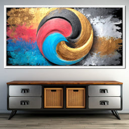 Golden Tricolor Swirl Energy Burst - NicheCanvas