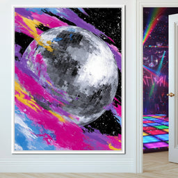 Neon Disco Moon Parade - NicheCanvas