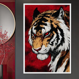 Fierce Tiger Red Eyes Roar - NicheCanvas