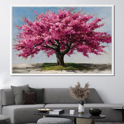 Pink Blossom Tree Oil Painting - NicheCanvas