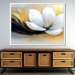 Golden Petals Onyx Dance - NicheCanvas