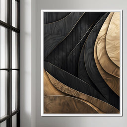Grey and Gold Wooden Waves 004 - Johanjjf - NicheCanvas