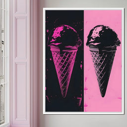 Black Pink Ice Cream Cones - NicheCanvas