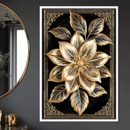 Gilded Petals on Obsidian Fields - NicheCanvas