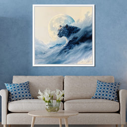 Snow Leopard Rising Through Moon Cloud - TooplesArt - NicheCanvas