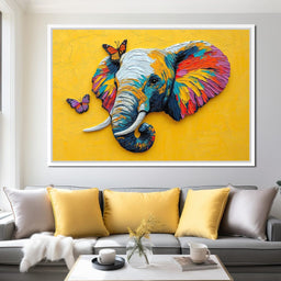 Elephant Harmony with Butterflies - NicheCanvas