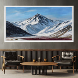 Snowy Alpine Peak Over Heather - NicheCanvas