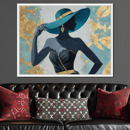 Golden Teal Elegance Lady - NicheCanvas