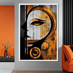 Golden Elegance Abstract Face - NicheCanvas