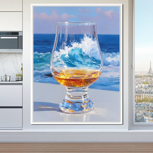 Ocean Wave Whisky Glass Stillness Canvas Print