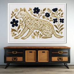 Golden Fox Botanical Night - NicheCanvas