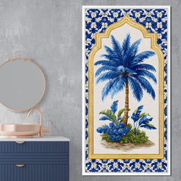 Tropical Elegance Blue Palm - NicheCanvas