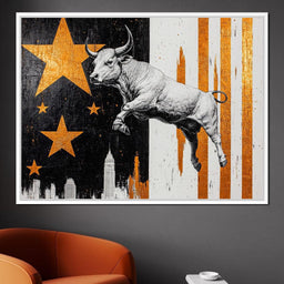 Bull Triumphs City Dreams - NicheCanvas