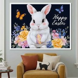 Happy Easter Bunny Watercolor - NicheCanvas