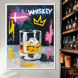 Whiskey Crown Rocks Glass Neon - NicheCanvas