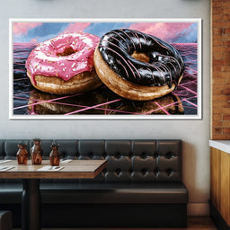 Cosmic Confectionery Over Neon Grids - NicheCanvas