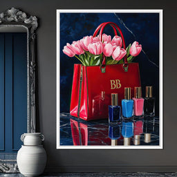 Crimson Nail Polish & Tulip Adornments - NicheCanvas