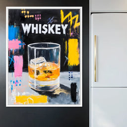 Neon Whiskey On The Rocks - NicheCanvas