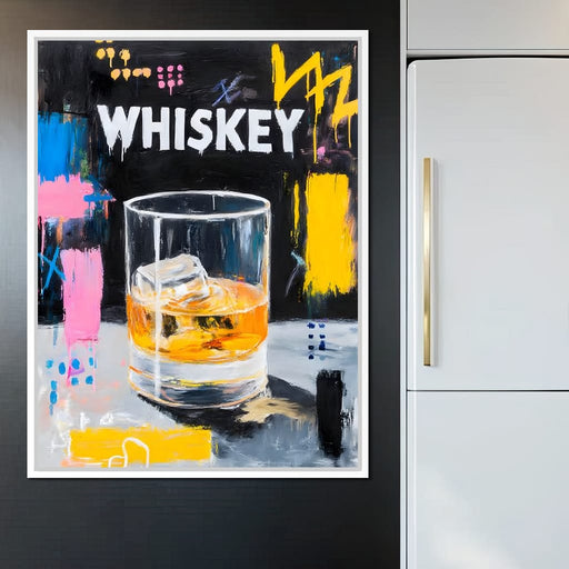 Neon Whiskey On The Rocks Canvas Print