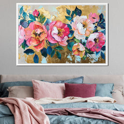 Golden Royal Flowers 02 - Wildrose Creations - NicheCanvas