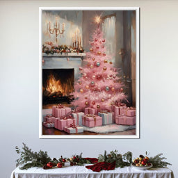 Pink Christmas Hearth Glow - NicheCanvas