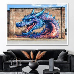 Street Art - Dragon's Fiery Majesty - NicheCanvas