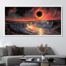 Eclipse Over Cascading Waters - NicheCanvas