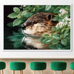 Beaver Reflection by the Lake - NicheCanvas
