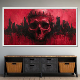 Crowned Skull Over Urban Ruins - NicheCanvas
