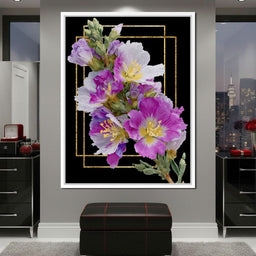Golden Frame Petal Radiance - NicheCanvas