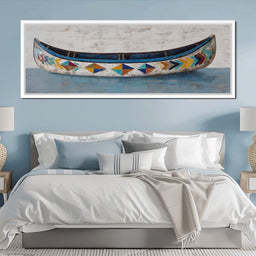 Colorful Coastal Canoe Drift - NicheCanvas